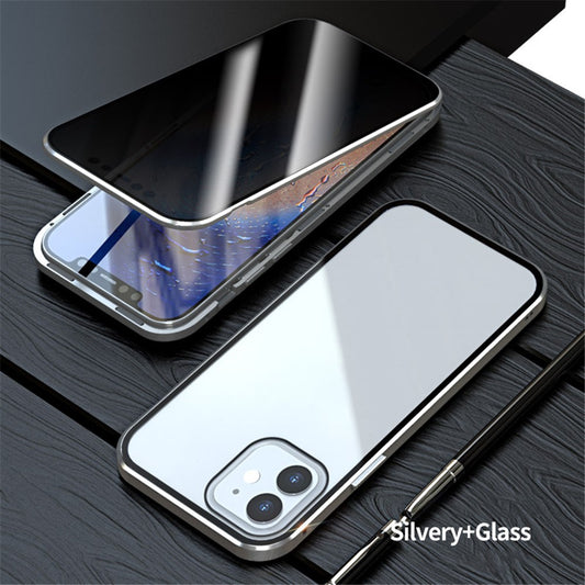 iPhone 12 / 12 Pro Anti-Peep Hülle – Metallrahmen mit doppelseitigem Glas