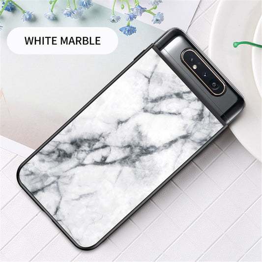 Galaxy A80/A90 Hybrid Hülle – Marmor-Design mit gehärteter Glasrückseite