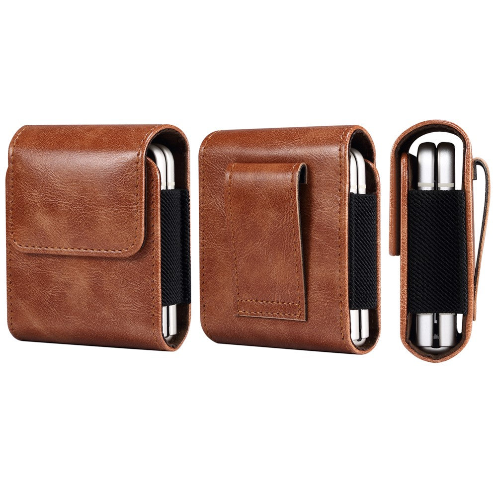 Microfiber Leather Vertical Flip Case Cell Phone Holster Belt Waist Bag for Samsung Galaxy Z Flip8 / Z Flip7 5G / Z Flip / Galaxy Z Flip3 5G / Motorola Razr 5G