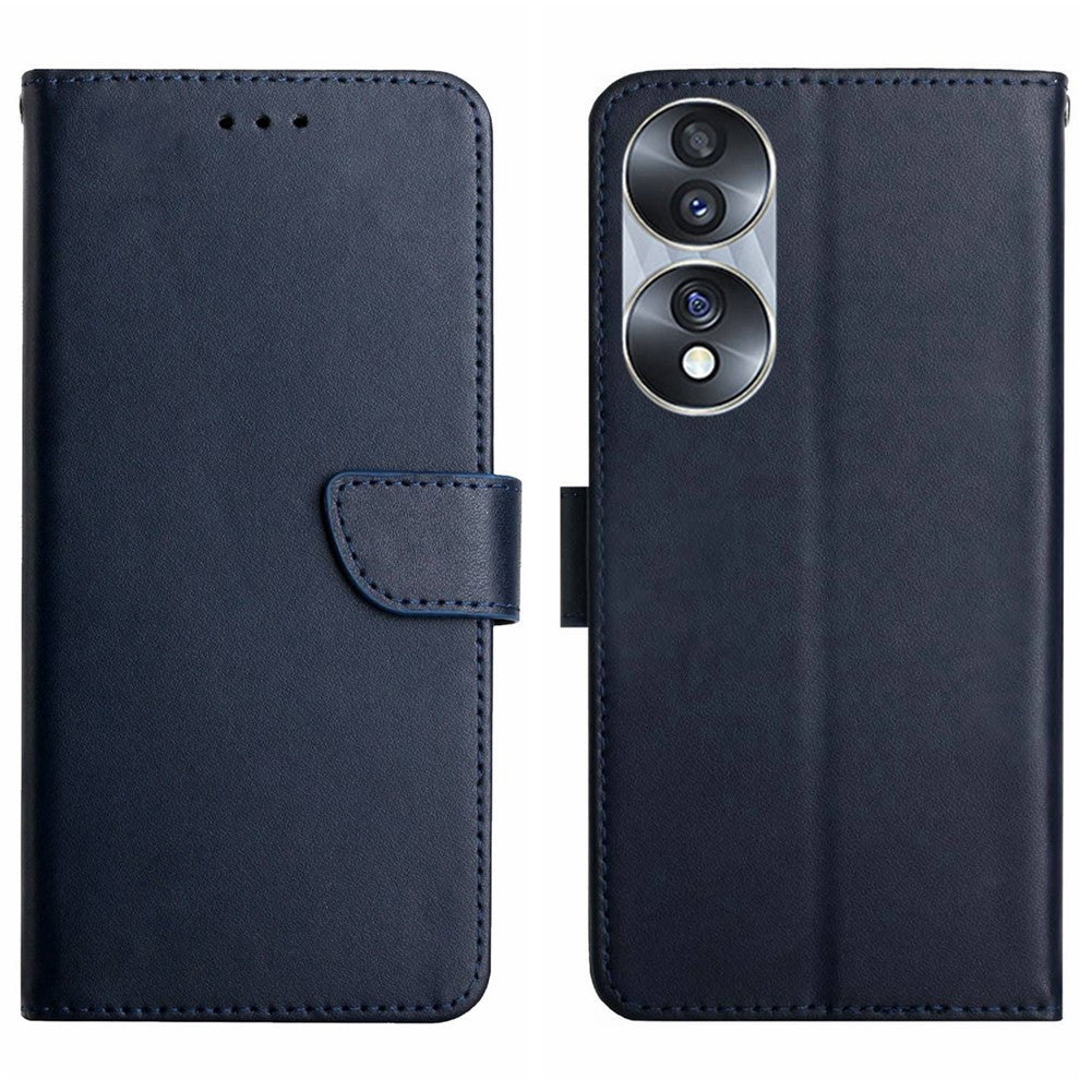 Anti-drop Phone Case for Honor 70 5G, Nappa Texture Genuine Leather Magnetic Closure Stand Scratch-resistant Phone Cover