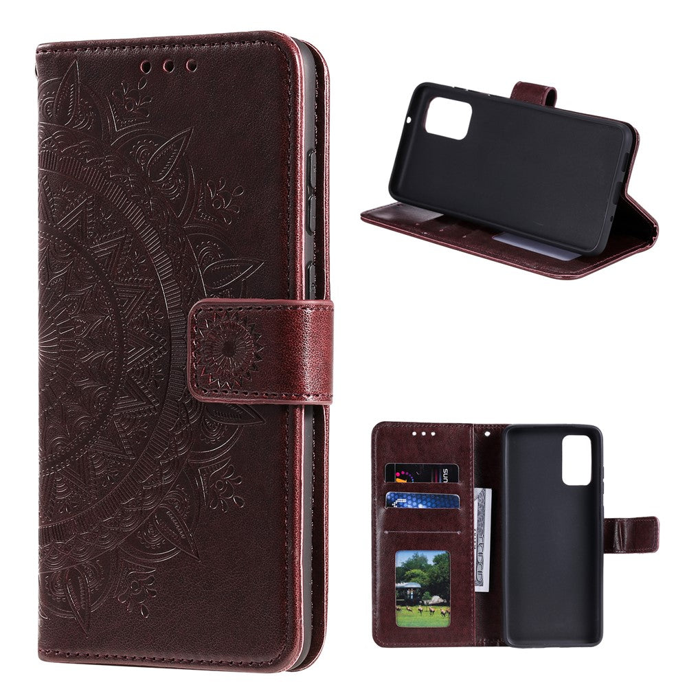 Imprinted Mandala Flower Wallet Leather Case with Strap for Xiaomi Poco M3