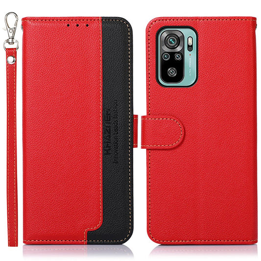 KHAZNEH for Xiaomi Redmi Note 10 4G / Redmi Note 10S 4G / Poco M5s 4G Litchi Skin Design RFID Anti-theft Swiping Function Leather Phone Case Cover