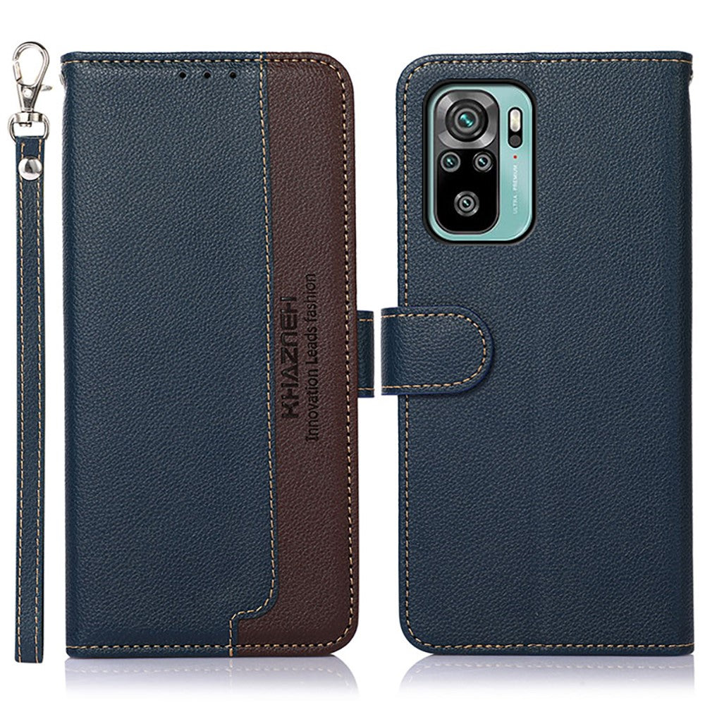 KHAZNEH for Xiaomi Redmi Note 10 4G / Redmi Note 10S 4G / Poco M5s 4G Litchi Skin Design RFID Anti-theft Swiping Function Leather Phone Case Cover
