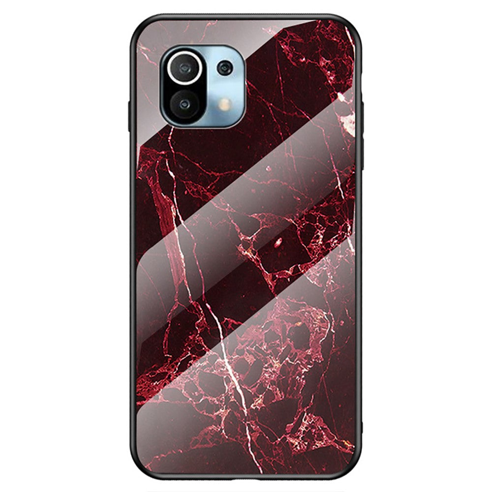 Well-Protected Anti-Scratch Marbling Pattern Design Tempered Glass Cell Phone Cover for Xiaomi Mi 11 Lite 4G / 5G / 11 Lite 5G NE