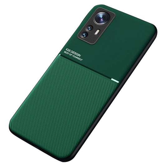 For Xiaomi 12 5G/12X 5G/12S 5G Lines Design PU Leather + TPU Phone Case Protective Cover with Built-in Magnetic Metal Sheet