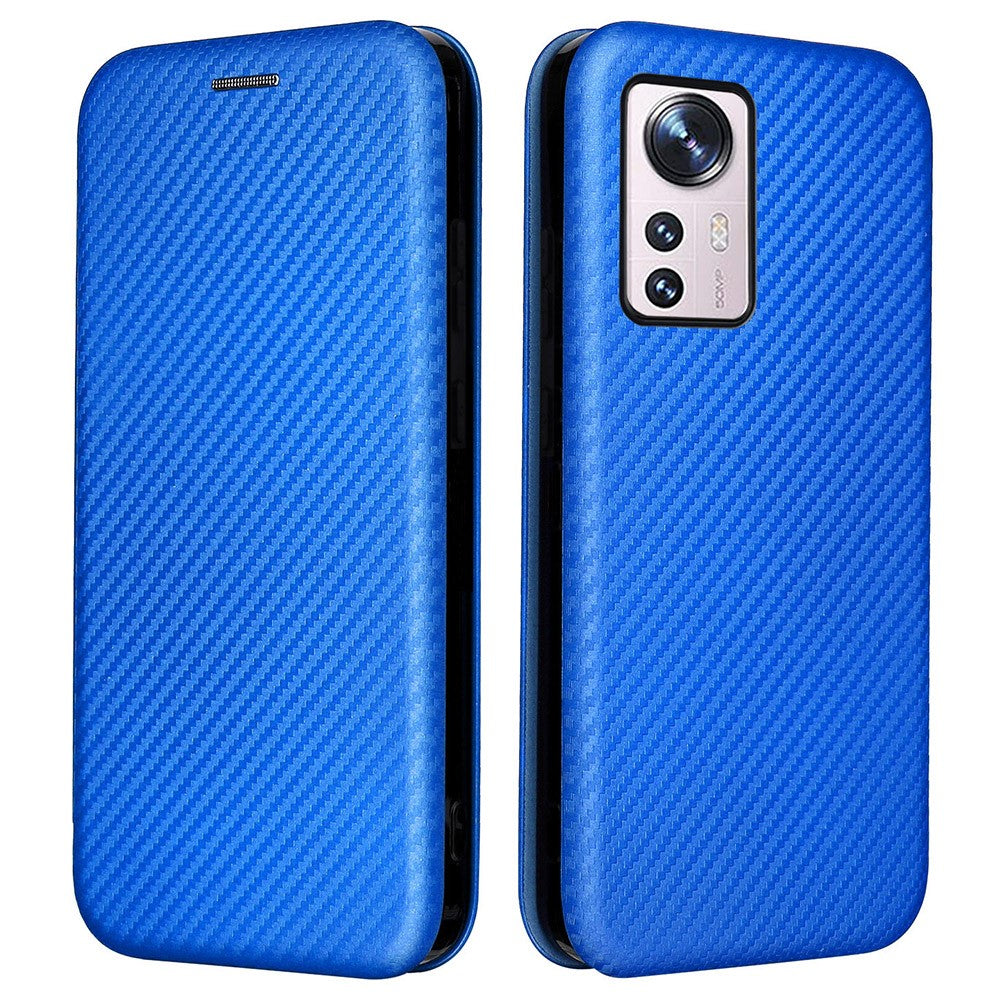 For Xiaomi 12 Pro 5G / 12S Pro 5G /12 Pro (Dimensity) 5G PU Leather Cover Card Slot Carbon Fiber Texture Folio Flip Stand Phone Case
