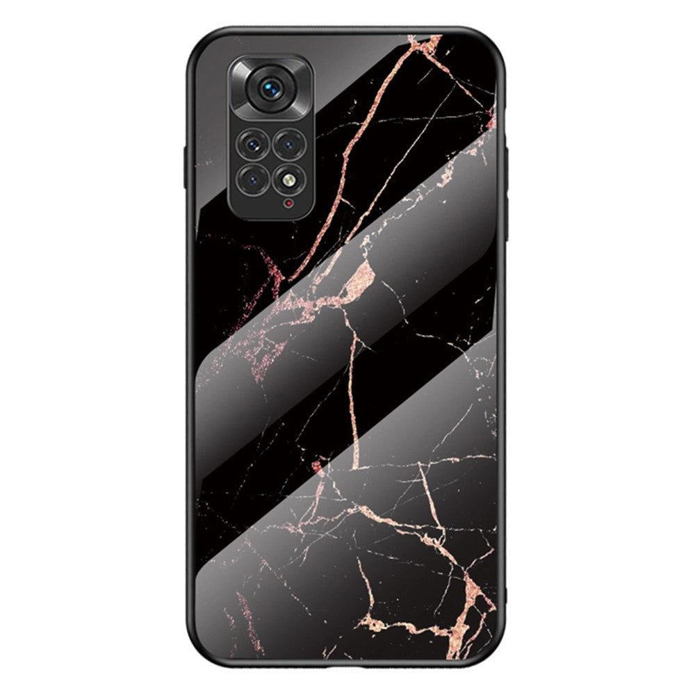 For Xiaomi Redmi Note 11 4G (Qualcomm) /Note 11S 4G Marble Pattern Shockproof Phone Case Tempered Glass + PC Back TPU Frame Shell