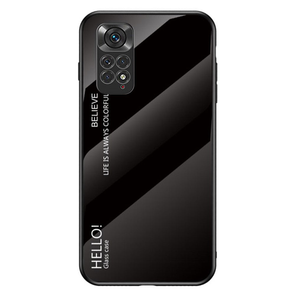 For Xiaomi Redmi Note 11 4G (Qualcomm)/Redmi Note 11S 4G Tempered Glass + PC + TPU Phone Case Stylish Gradient Color Hybrid Back Cover