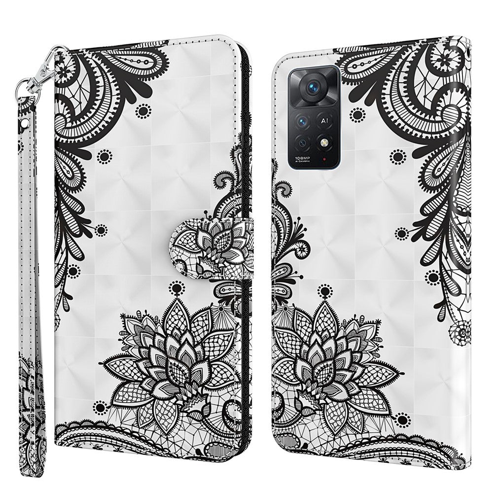 For Xiaomi Redmi Note 12 Pro 4G / 11 Pro 4G (MediaTek) / Note 11 Pro 5G (Qualcomm) Wallet Phone Case 3D Creative Pattern Printing PU Leather Wallet Stand Feature Flip Cover with Strap