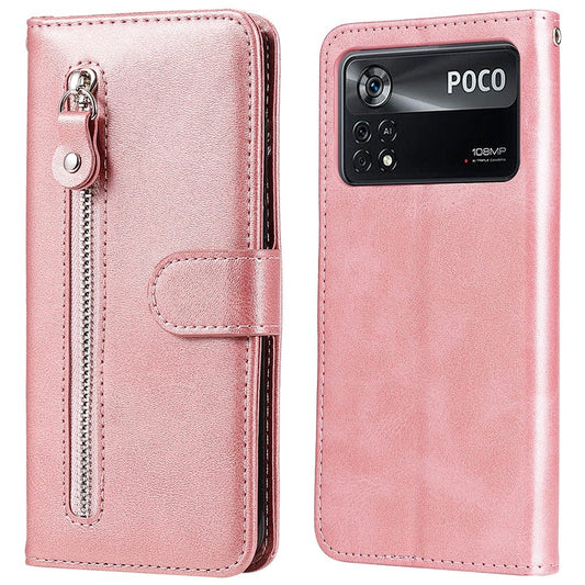 Xiaomi Poco X4 Pro 5G Handyhülle – Reißverschlusstasche aus Rindsleder, PU-Leder, Handy-Ständer