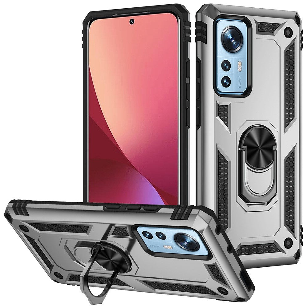 For Xiaomi 12 Pro 5G/12S Pro 5G/12 Pro (Dimensity) 5G Phone Case with Rotatable Ring Kickstand, Impact-resistant Hard PC Soft TPU Protective Cover