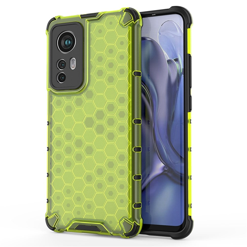Honeycomb Textured Protective Phone Case for Xiaomi 12 5G/12X 5G/12S 5G, Soft TPU + Hard PC Hybrid Cover