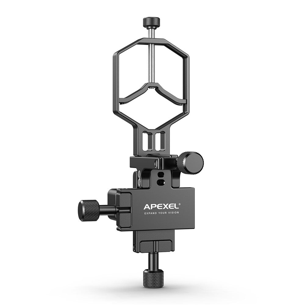 APEXEL APL-F003 Digiscoping-Adapter – Für Smartphone-Teleskop, 3-Achsen-Metallhalterung, Okularanschluss