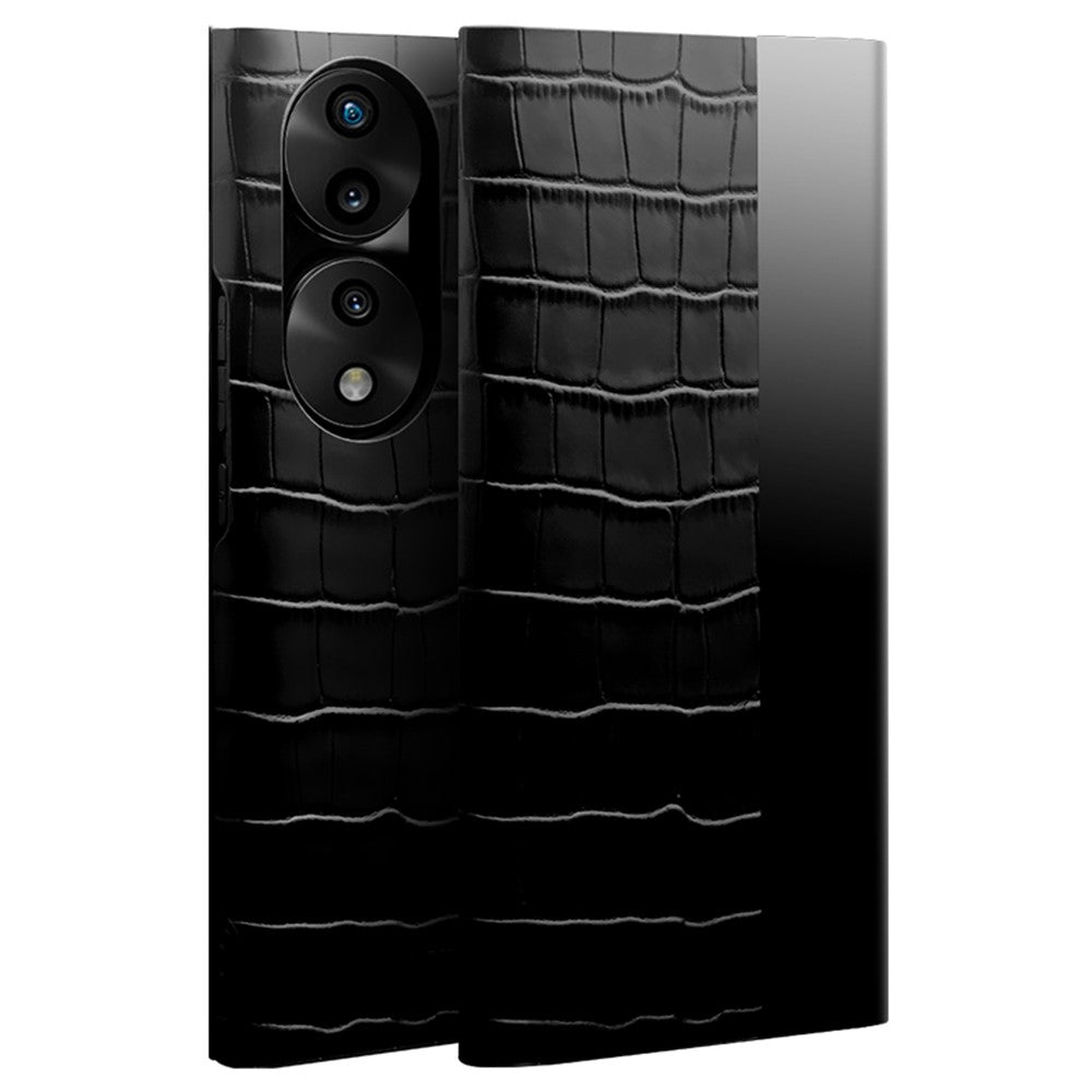 QIALINO For Honor 70 5G Well-protected Phone Cover, View Window Crocodile Texture Genuine Leather Folio Flip Auto Wake/Sleep Case