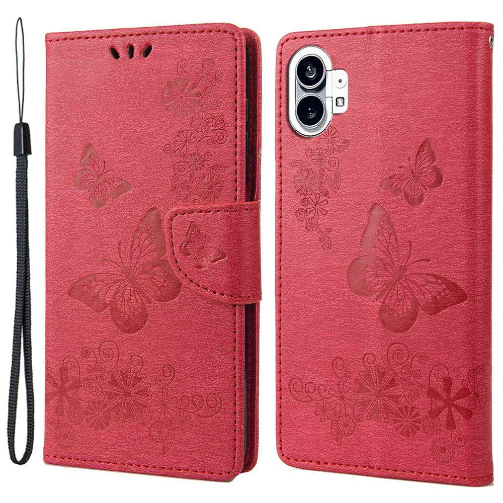 Nothing phone (1) 5G Wallet-Handyhülle – Aus PU-Leder, mit Schmetterlings- & Blumenmuster, Standfunktion, Magnetverschluss & Tragegurt