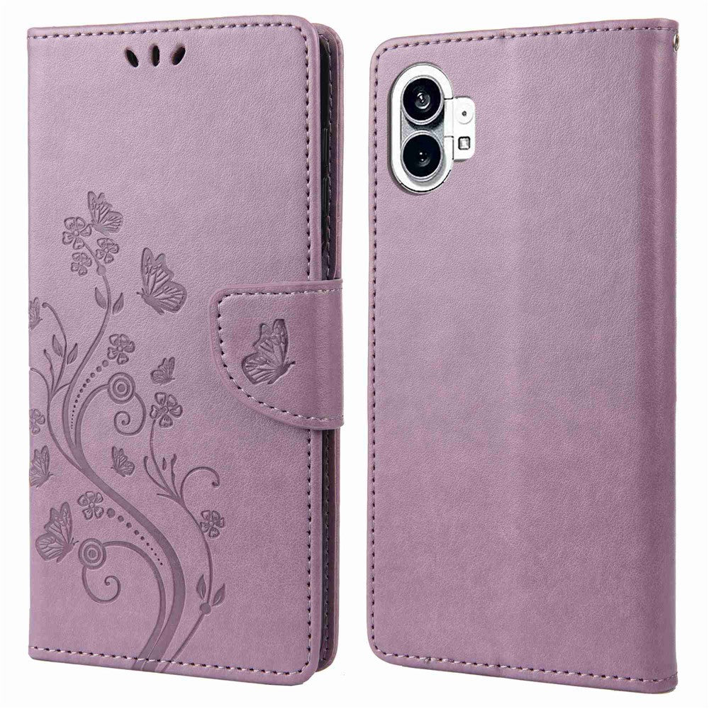 Nothing phone (1) 5G Wallet-Handyhülle – Stoßfest, mit Schmetterlings- & Blumenmuster, aus PU-Leder, mit Ständer