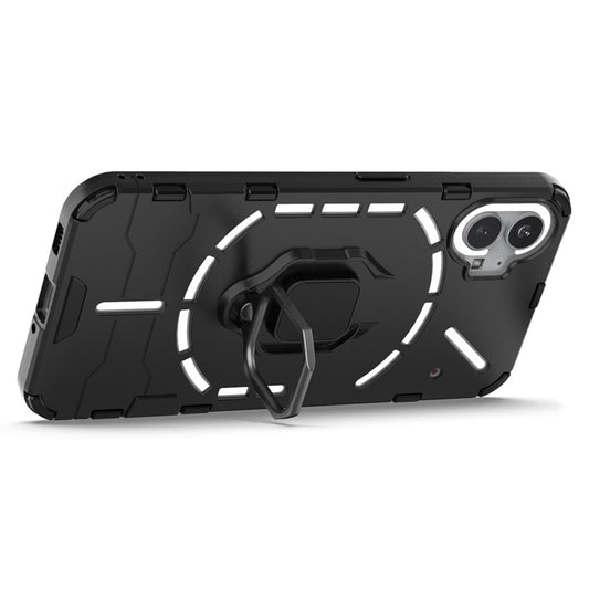 Nothing phone (1) 5G Handyhülle – Harte PC- + weiche TPU-Handyrückseite, drehbarer Ringhalter, Ständer