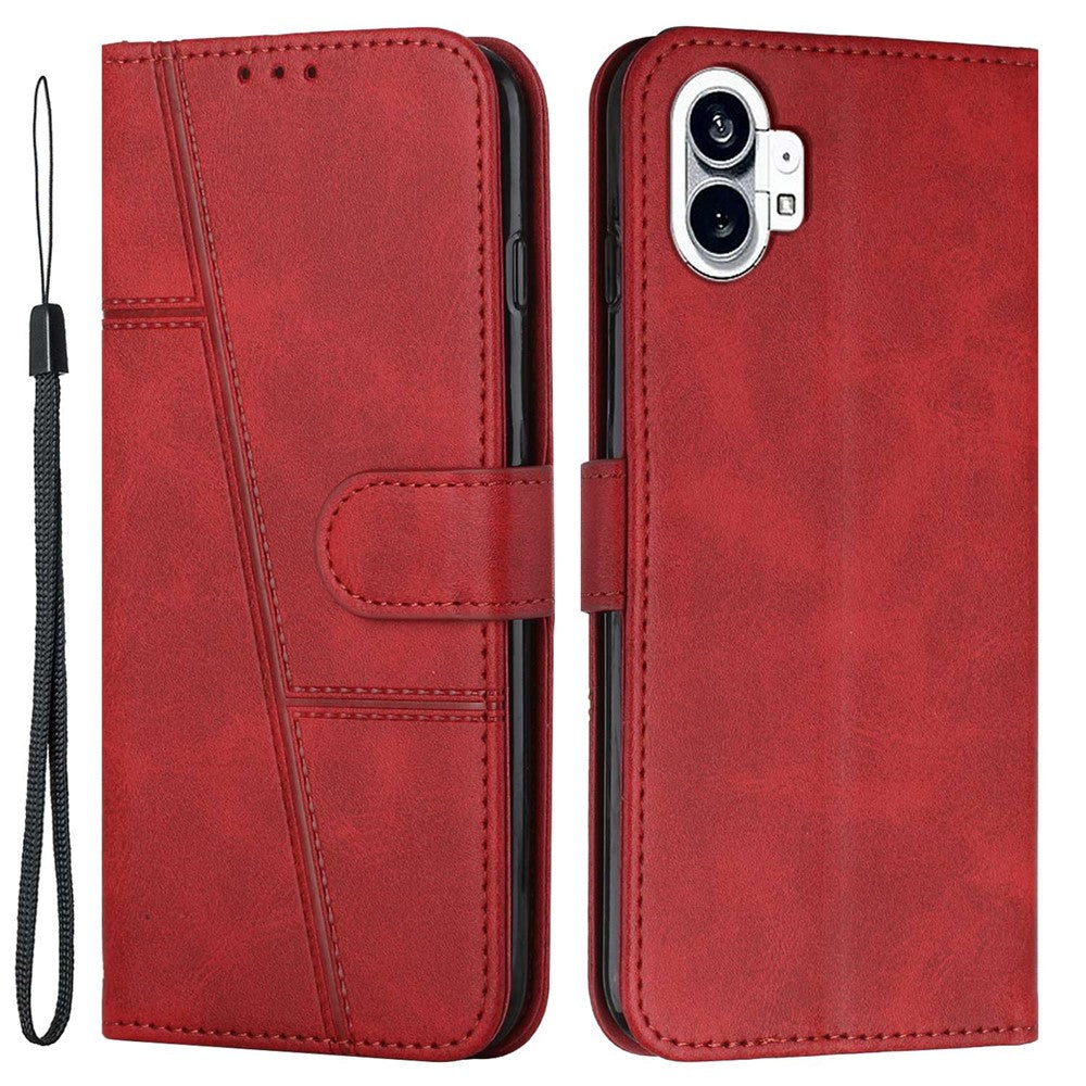 Nothing phone (1) 5G Wallet-Handyhülle – Schutzhülle aus PU-Leder, mit Ziernähten, Magnetverschluss, Standfunktion & Handschlaufe