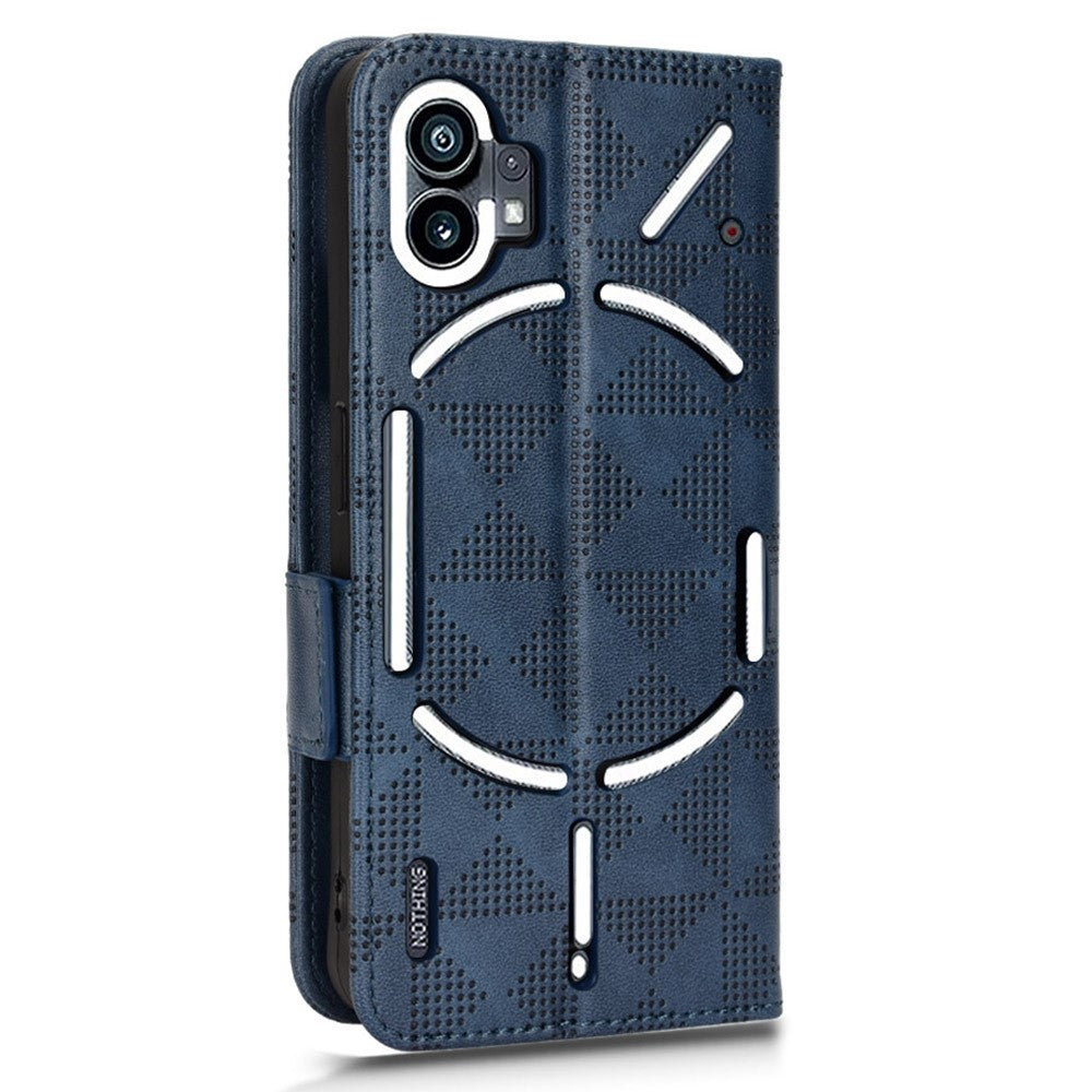 Nothing phone (1) 5G Handyhülle – Mit stoßdämpfendem Dreiecksmuster, Brieftaschen- & Ständerdesign, aus PU-Leder & TPU, mit Tragegurt
