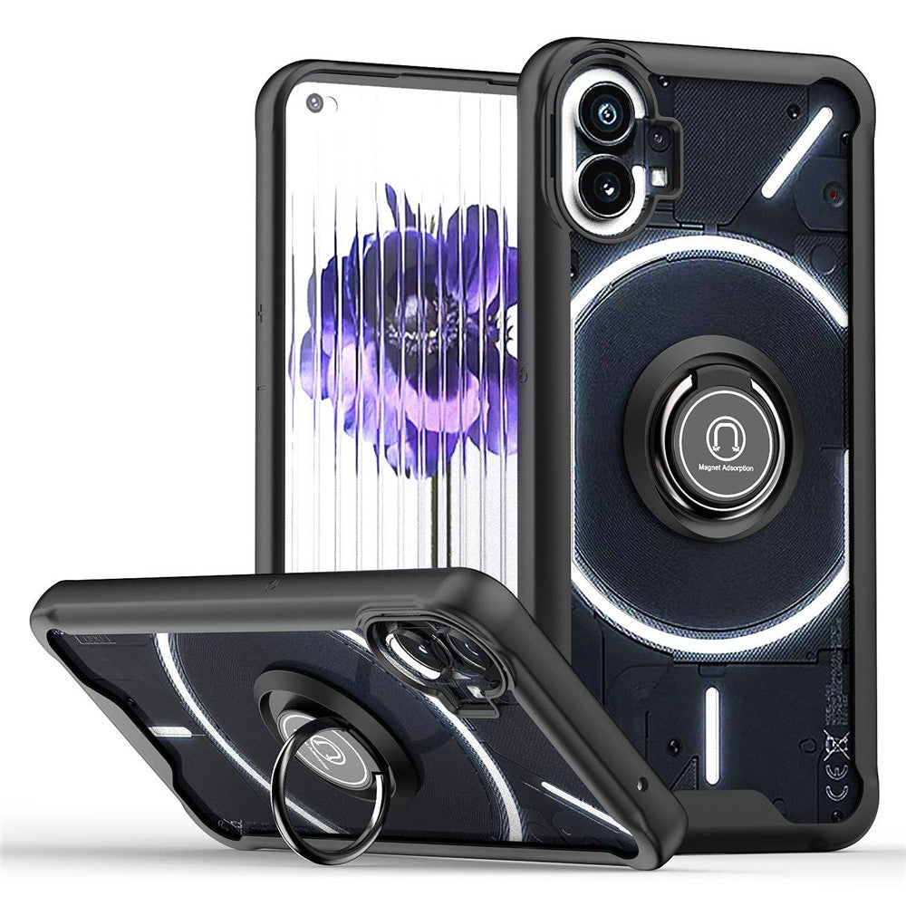 Nothing phone (1) 5G Handyhülle – Aus TPU + Acryl, mit Ringhalterung, integriertem Ständer, Magnethalterung & Metallgehäuse