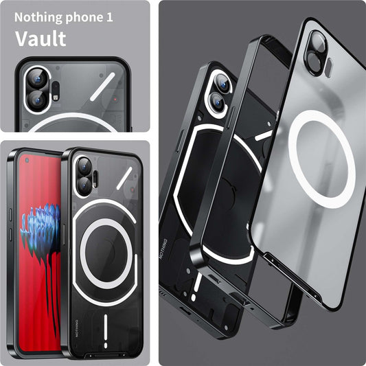 Nothing phone (1) 5G Handyhülle – Stoßfest & schlank, mit Metallrahmen, magnetischer Rückseite & integrierter Objektivabdeckung