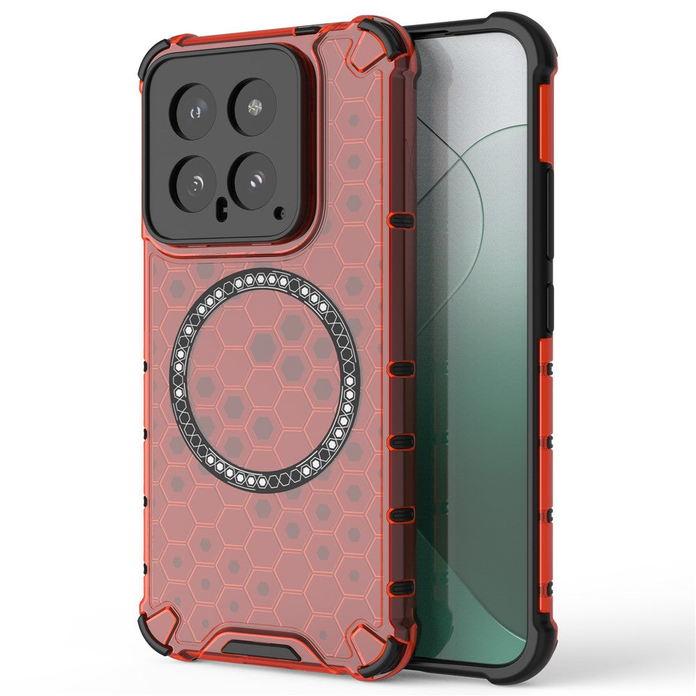 For Xiaomi 14 Magnetic Case Translucent Honeycomb TPU+PC Phone Cover