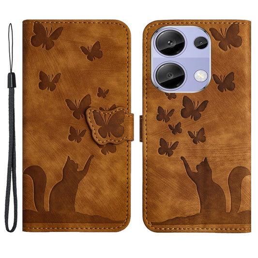 Xiaomi Redmi Note 13 Pro 4G / Xiaomi Poco M6 Pro 4G Handyhülle – Poco M6 Pro 4G Brieftaschen- mit Schmetterlings-Katzen-Aufdruck, Lederhülle