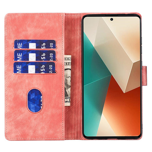 Xiaomi Redmi Note 13 5G Handyhülle – aus Leder mit Aufdruck „Love Heart Cat“, mit Kartenfächern und Ständer