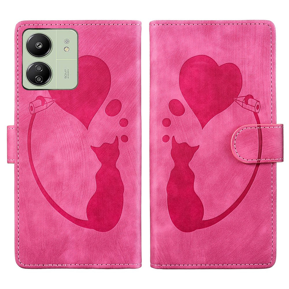 For Xiaomi Redmi 13C 4G / 5G / 13R 5G / Poco M6 5G / Poco C65 4G Case Cute Cat Imprint PU Leather Wallet Phone Cover