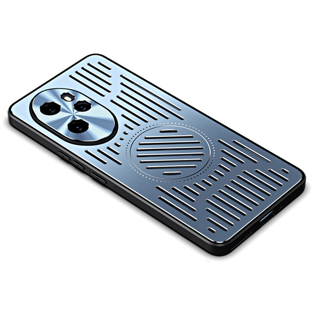 For Honor 100 Pro 5G Mobile Phone Case TPU+Aluminum Alloy Magnetic Heat Dissipation Phone Cover