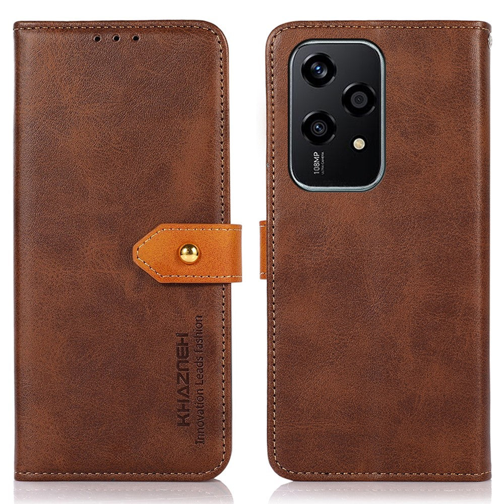 KHAZNEH For Honor 200 Lite Phone Stand Case PU Leather Phone Cover with Gold Magnetic Buckle Decor