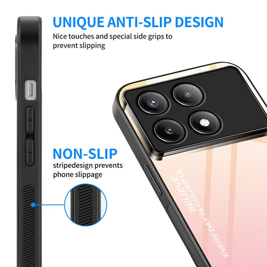 For Xiaomi Poco F6 Pro 5G / Redmi K70 5G / K70 Pro Case Tempered Glass Phone Cover Gradient Color