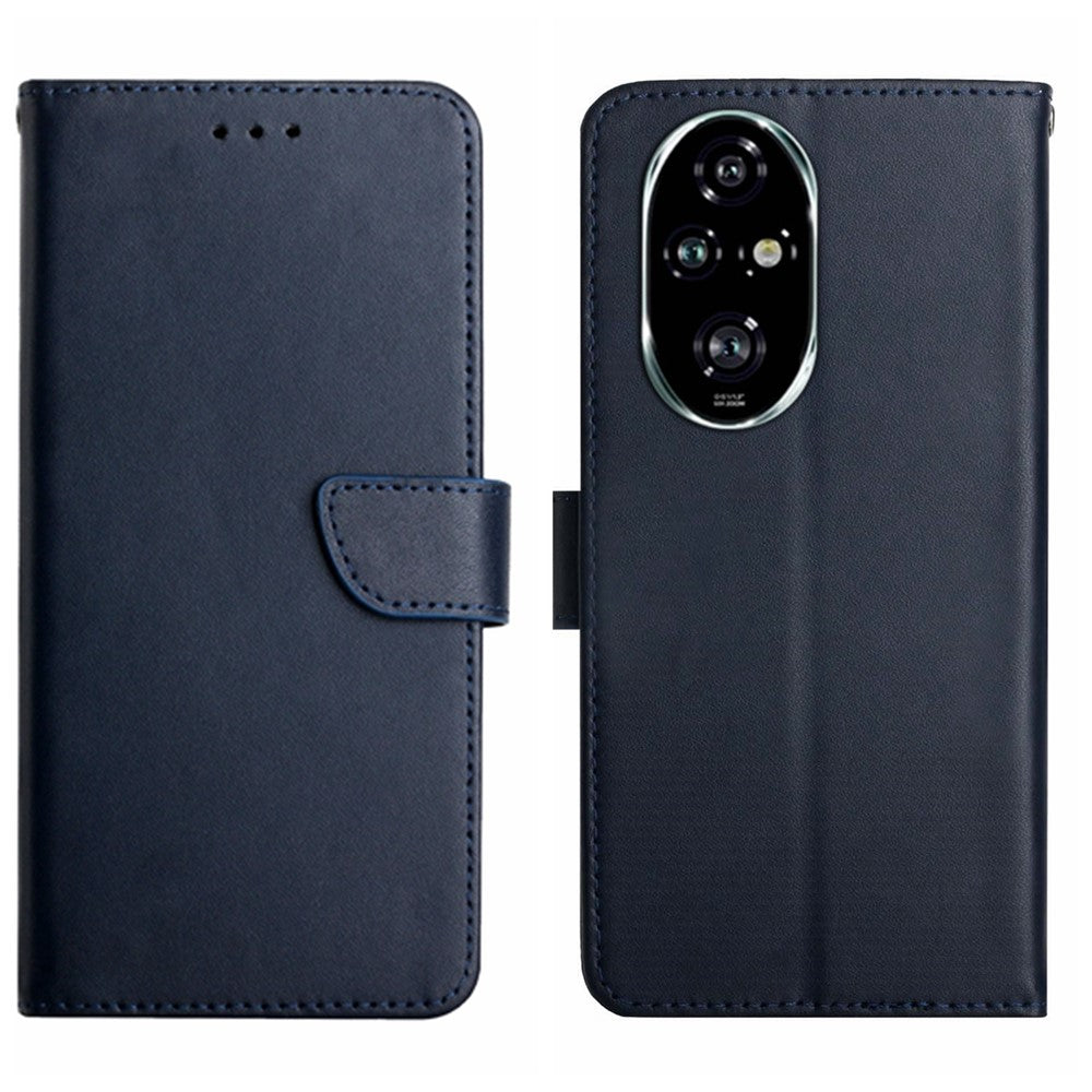 HT02 For Honor 200 5G Case Genuine Cow Leather Solid Color Phone Wallet Cover