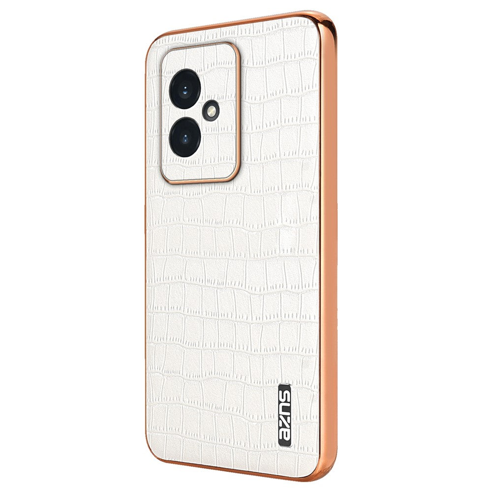 AZNS For Honor 100 5G Case Crocodile Texture Leather+TPU Cover Electroplating Frame