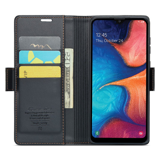 Galaxy A20 / A30 / M10s Glänzende Wallet-Hülle – RFID-Schutz & Ständer