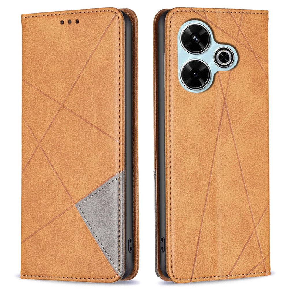 For Xiaomi Redmi 13 5G / 13 4G / Poco M6 4G Case PU Leather Phone Cover Rhombus Shockproof Flip