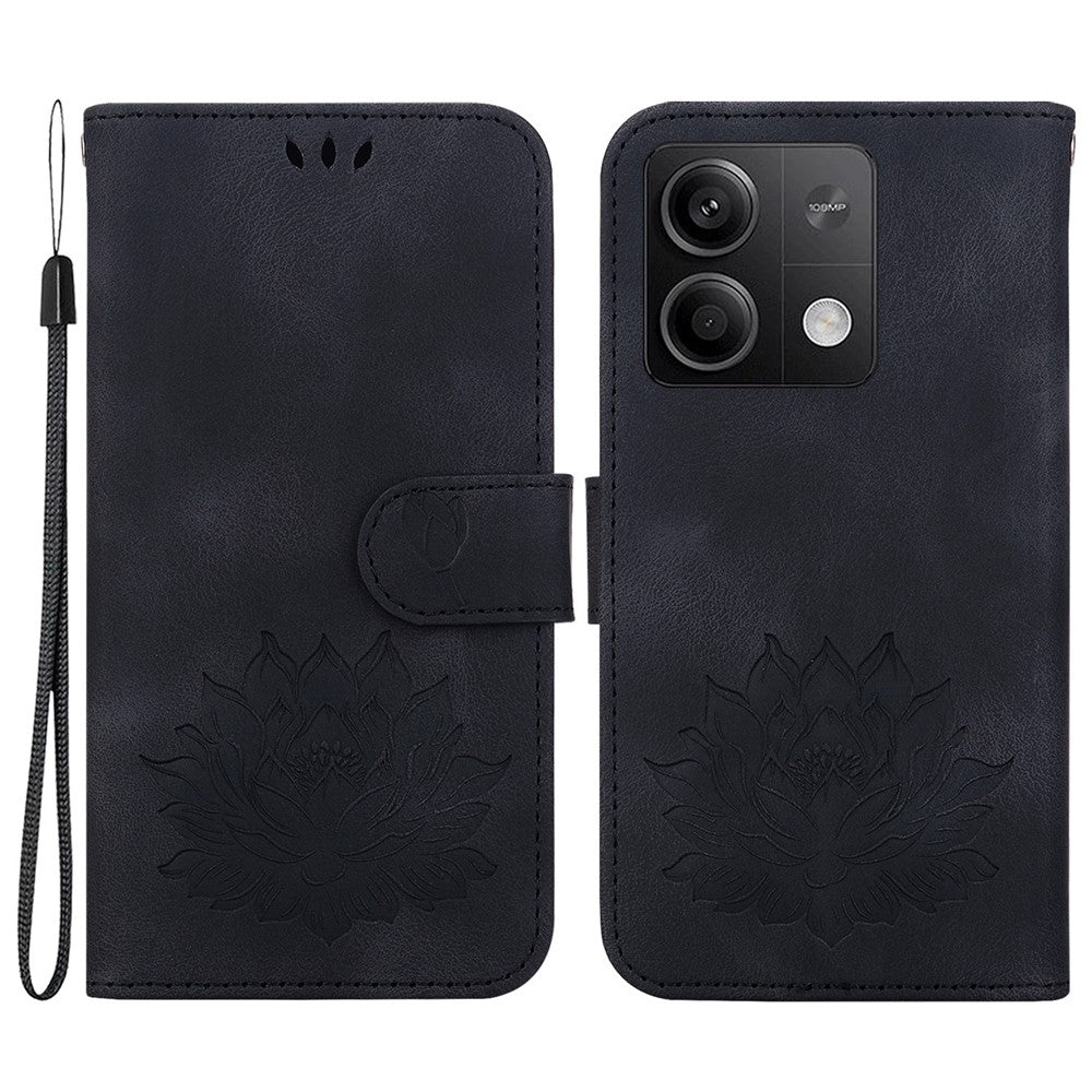 For Xiaomi Redmi Note 13 5G Case Lotus Imprint Leather Wallet Phone Cover