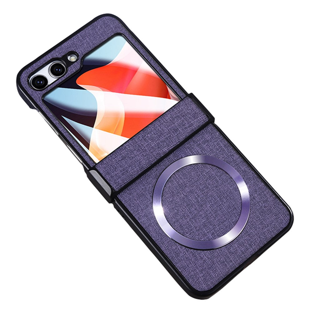 For Samsung Galaxy Z Flip7 FE 5G / Z Flip6 5G Case Leather+PC Phone Cover with Rear Screen Film and Hinge