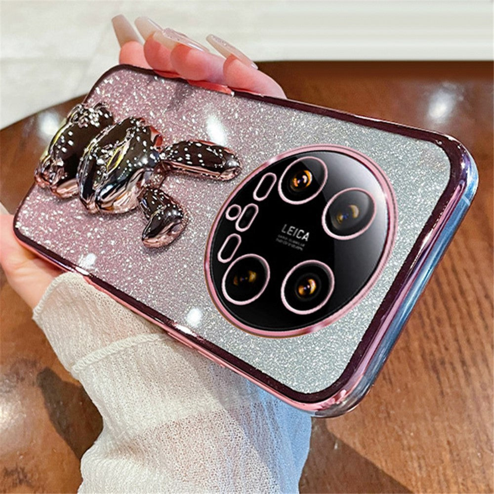For Xiaomi 14 Ultra Case Electroplating Rabbit PC+TPU Phone Cover Hidden Kickstand