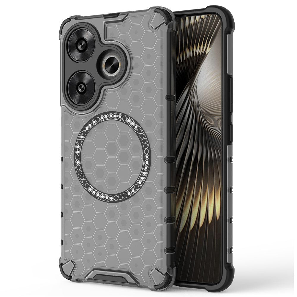 For Xiaomi Poco F6 5G / Redmi Turbo 3 5G Magnetic Case Honeycomb TPU+PC Cell Phone Cover