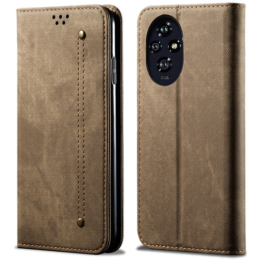 Honor 200 5G Handyhülle – Fall Brieftasche Leder Telefon Abdeckung Jeans Stoff Textur Anti-Fingerprint