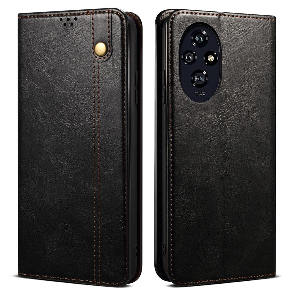 For Honor 200 5G Case Crazy Horse Texture Leather Phone Cover Hidden Magnetic Adsorption