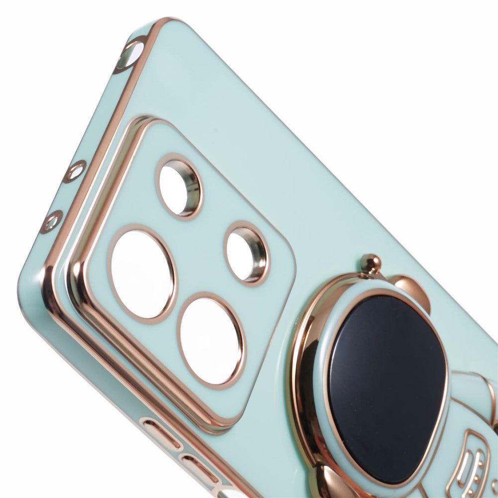 For Xiaomi Redmi Note 13 5G / Note 13R Pro 5G Case Electroplating TPU Phone Cover with Astronaut Folding Bracket