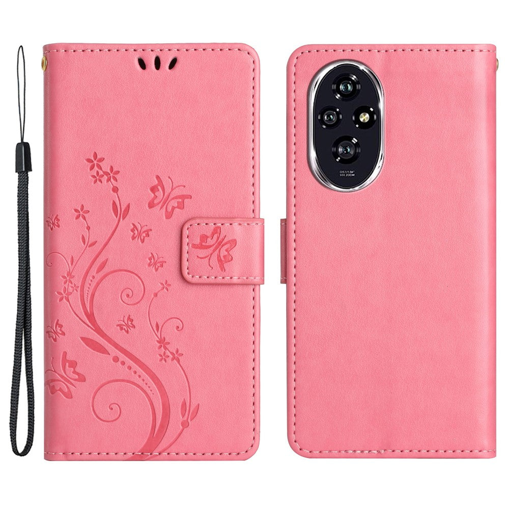 For Honor 200 5G Case Butterfly Flower Wallet PU Leather Flip Cover