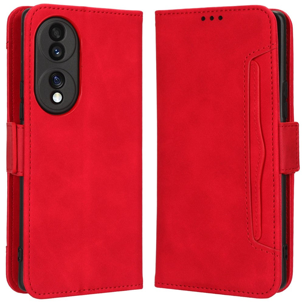 PU Leather Phone Shell for Honor 70 5G, Multiple Card Slots Stable Stand Wallet Phone Drop-proof Cover