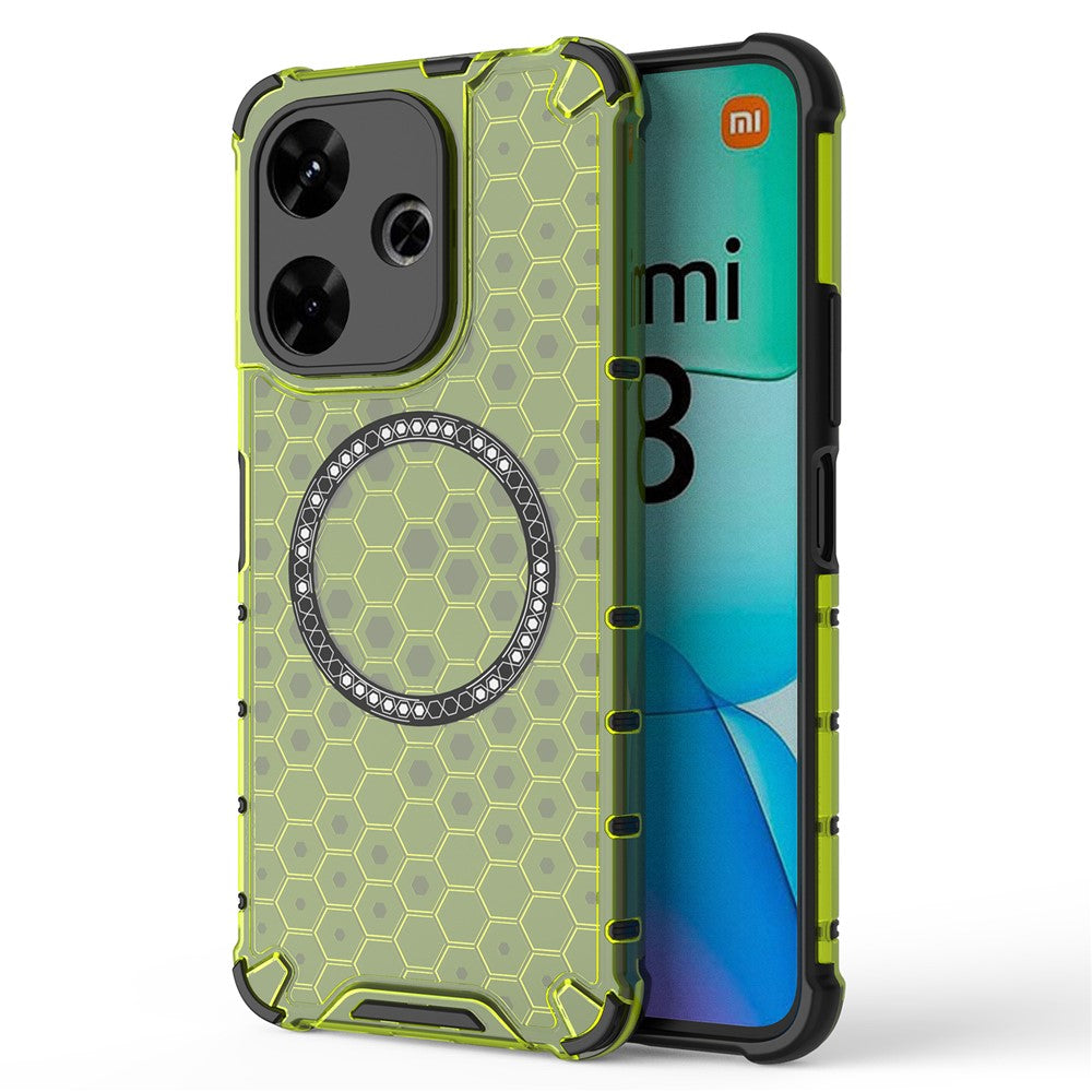 For Xiaomi Redmi 13 5G / 4G Magnetic Case Honeycomb TPU+PC Phone Cover Cushioning Shockproof