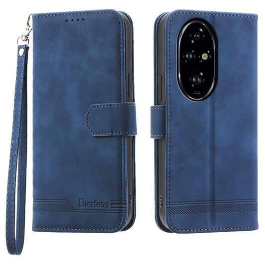 Honor 200 Pro 5G Handyhülle – DIERFENG DF-03 Lines bedruckte Brieftaschen- aus Leder