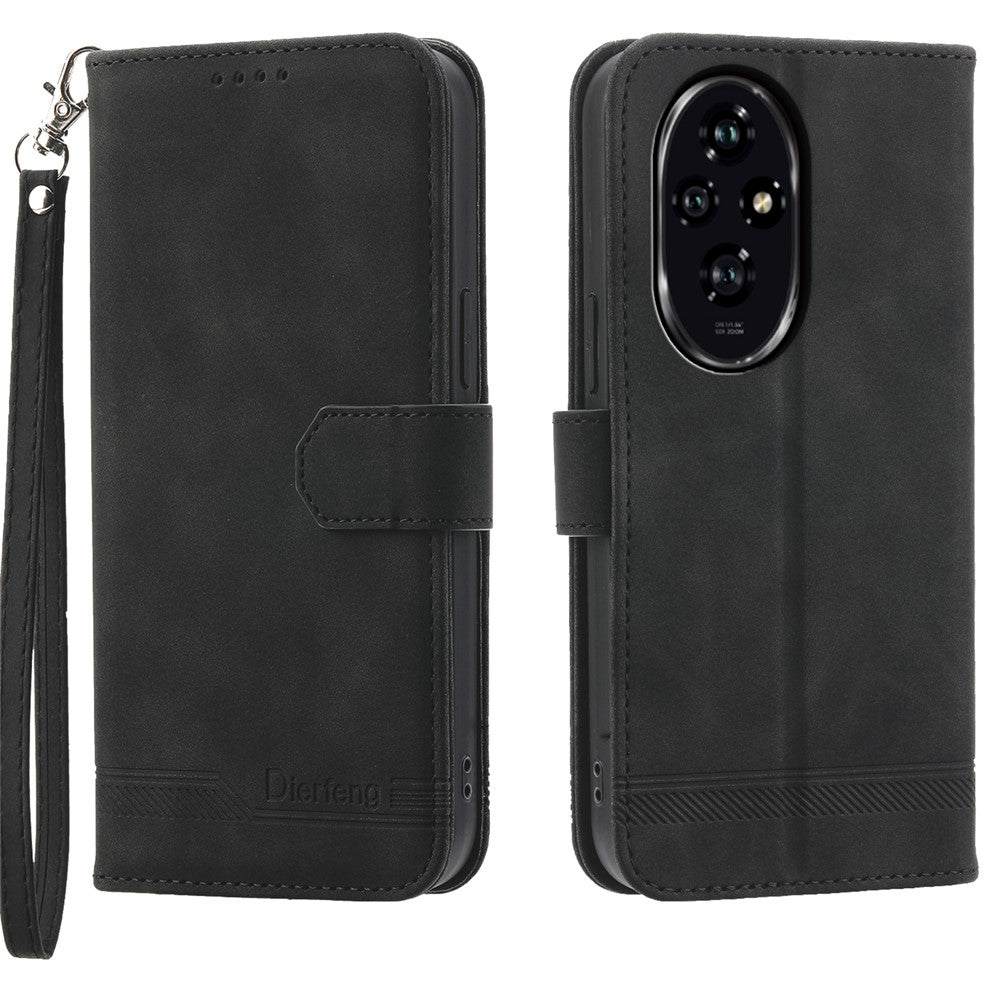 DIERFENG DF-03 For Honor 200 5G Wallet Case Lines Imprinted Leather Phone Cover