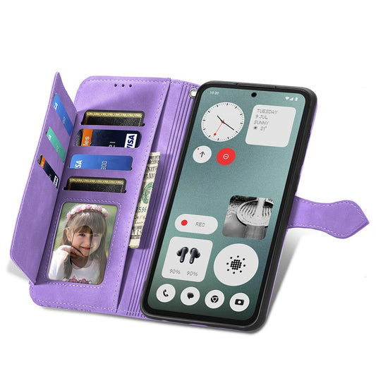 Nothing CMF Phone 1 Wallet-Handyhülle – Mit Reißverschluss & Riemen, Blumenmuster, PU-Leder