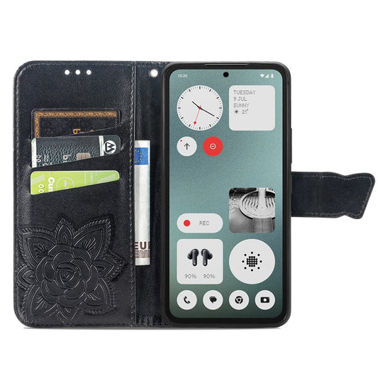 Nothing CMF Phone 1 Wallet-Handyhülle – Aus PU-Leder mit Schmetterlingsmuster